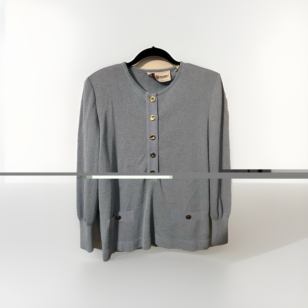 Vintage Castleberry Women's Old Money Pullover Knit Sweater Light Blue